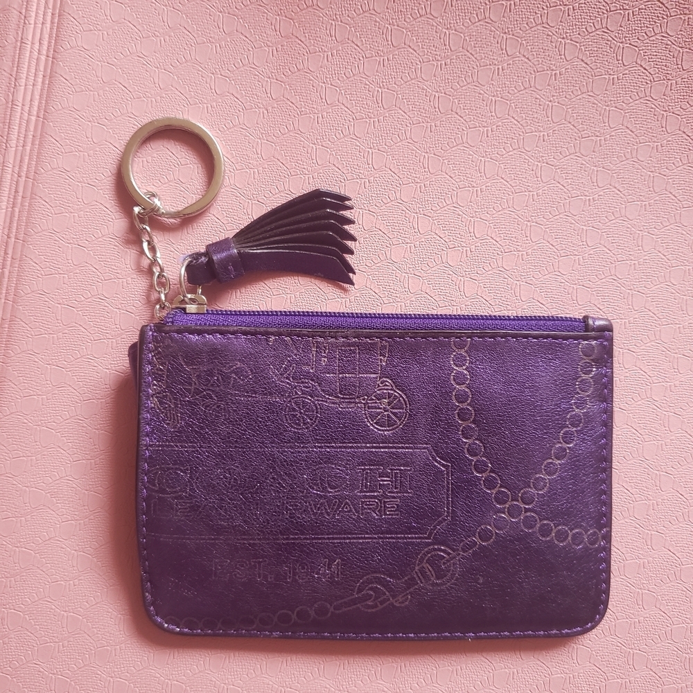 Coach Y2K Metallic Purple Small Coin Card Wallet with Tassel - Picture 1 of 10